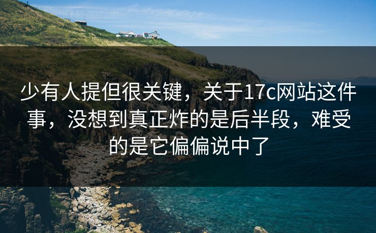 少有人提但很关键，关于17c网站这件事，没想到真正炸的是后半段，难受的是它偏偏说中了