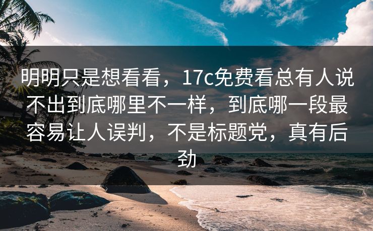 明明只是想看看，17c免费看总有人说不出到底哪里不一样，到底哪一段最容易让人误判，不是标题党，真有后劲