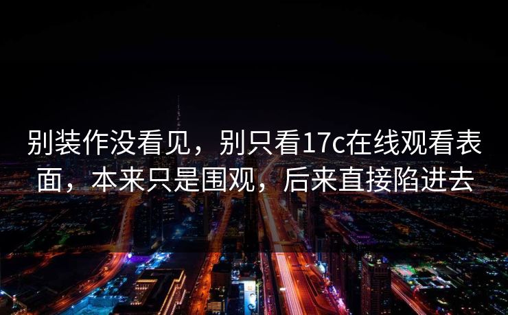 别装作没看见，别只看17c在线观看表面，本来只是围观，后来直接陷进去