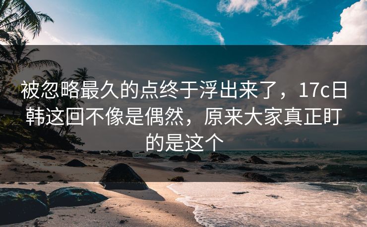 被忽略最久的点终于浮出来了,17c日韩这回不像是偶然,原来大家真正盯的是这个 被忽略最久的点终于浮出来了,17c日韩这回不像是偶然,原来大家真正盯的是这个