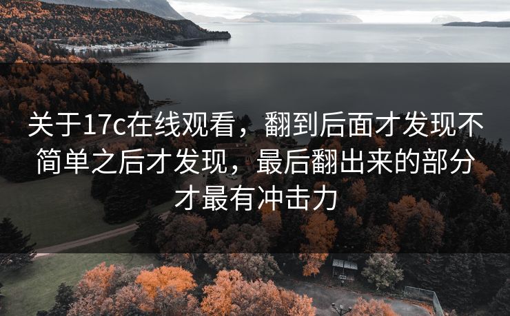 关于17c在线观看,翻到后面才发现不简单之后才发现,最后翻出来的部分才最有冲击力 关于17c在线观看,翻到后面才发现不简单之后才发现,最后翻出来的部分才最有冲击力