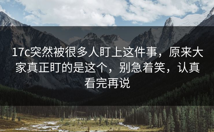 17c突然被很多人盯上这件事，原来大家真正盯的是这个，别急着笑，认真看完再说
